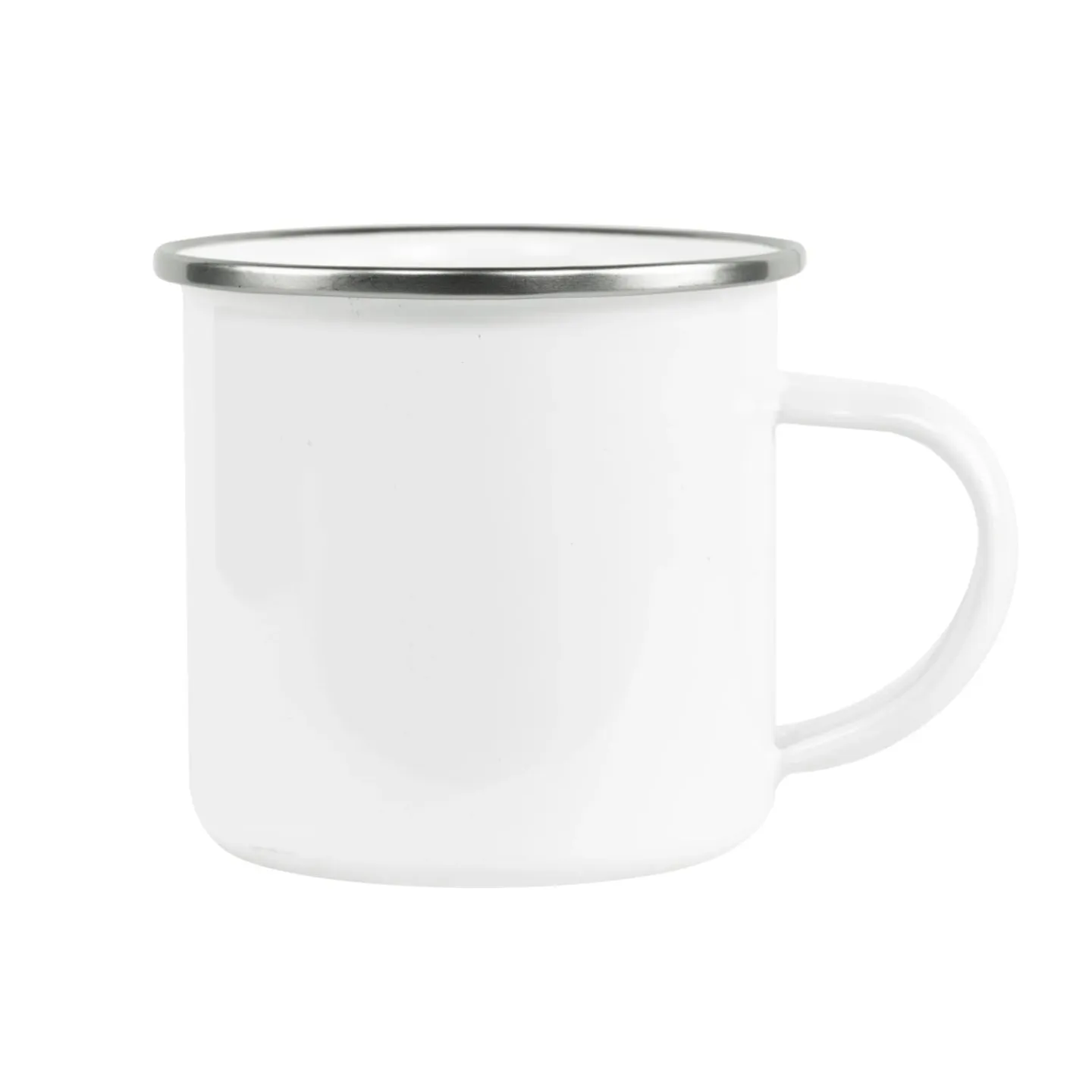 12 oz Fine SS Enamel Cup - Silver Rim