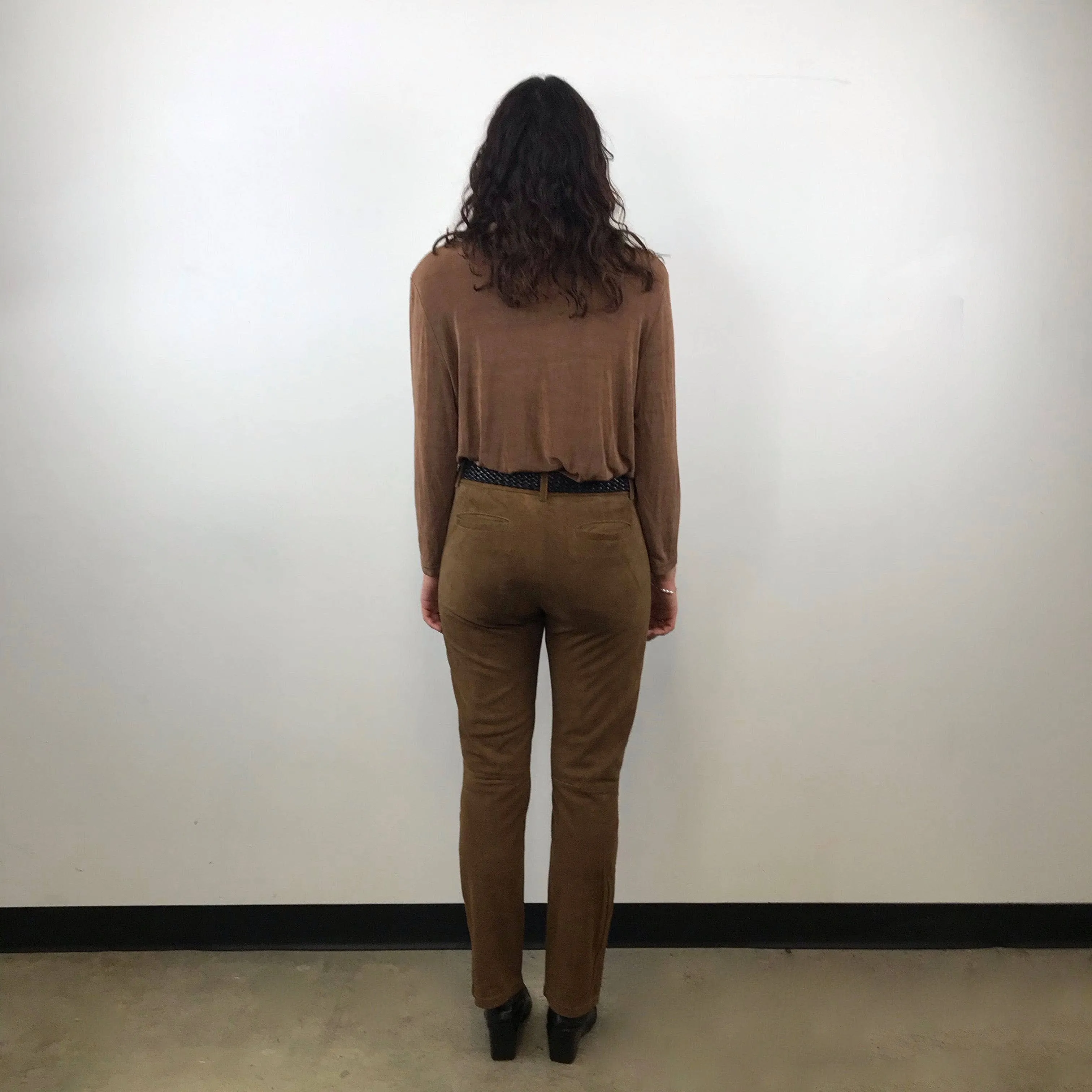 1990s-2000s Medium Rise Tan Soft Suede Pants M
