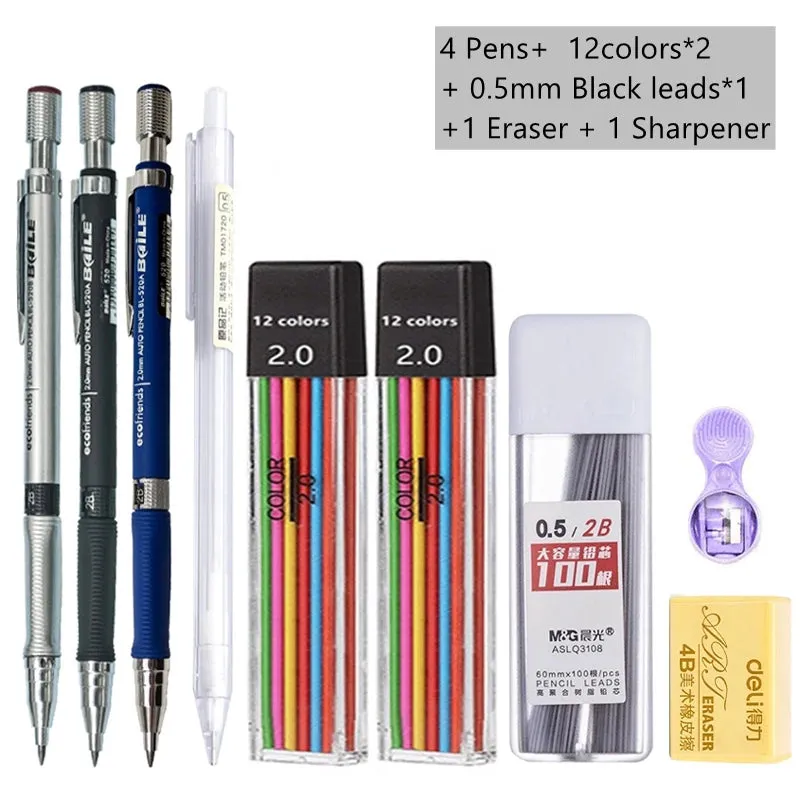 2.0mm Mechanical Pencil Set with 2B Lead Refills