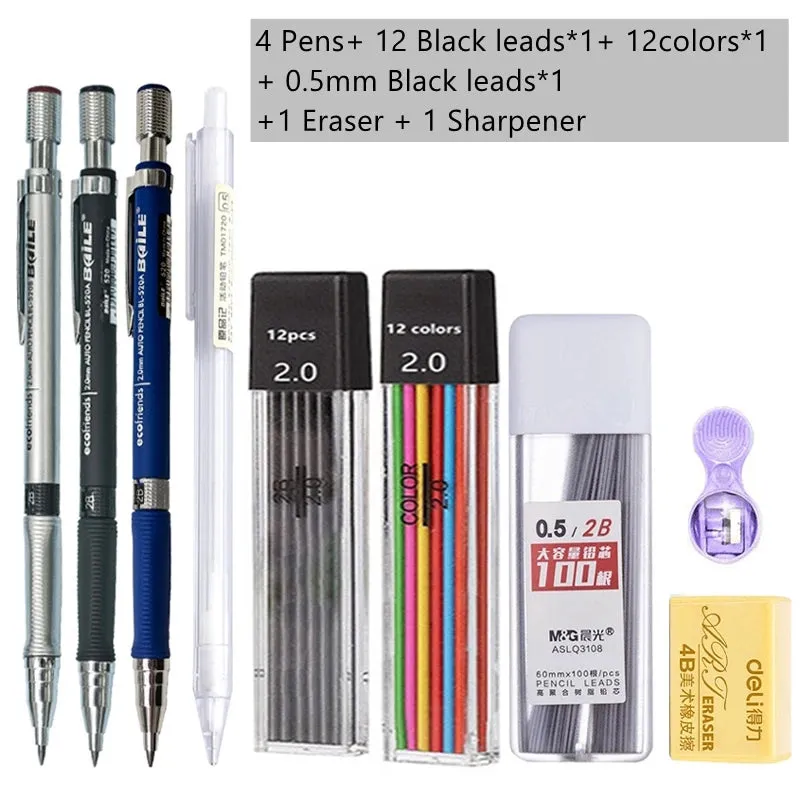 2.0mm Mechanical Pencil Set with 2B Lead Refills