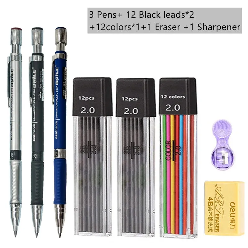2.0mm Mechanical Pencil Set with 2B Lead Refills