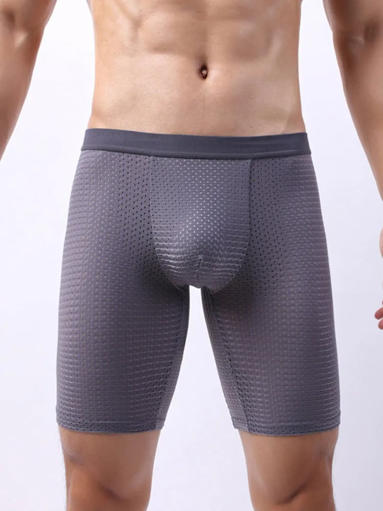 3 Pack Mens Anti-chafing Mesh Long Boxer Briefs