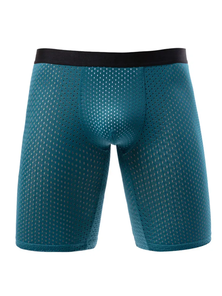 3 Pack Mens Anti-chafing Mesh Long Boxer Briefs