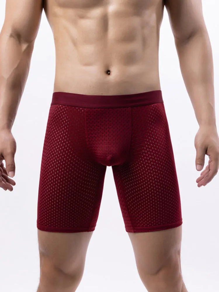 3 Pack Mens Anti-chafing Mesh Long Boxer Briefs