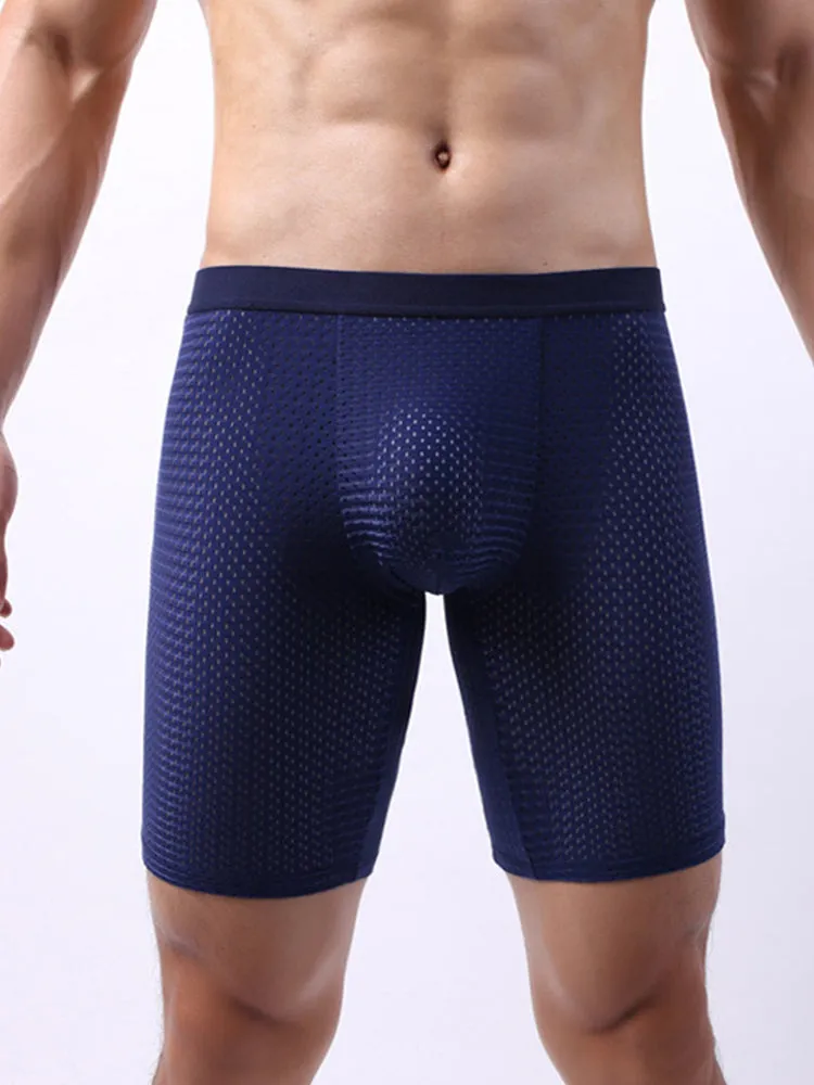 3 Pack Mens Anti-chafing Mesh Long Boxer Briefs