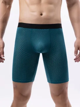 3 Pack Mens Anti-chafing Mesh Long Boxer Briefs