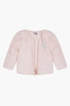 3pommes Pink Faux Fur Baby Girls Jacket (Size 12/18M left)