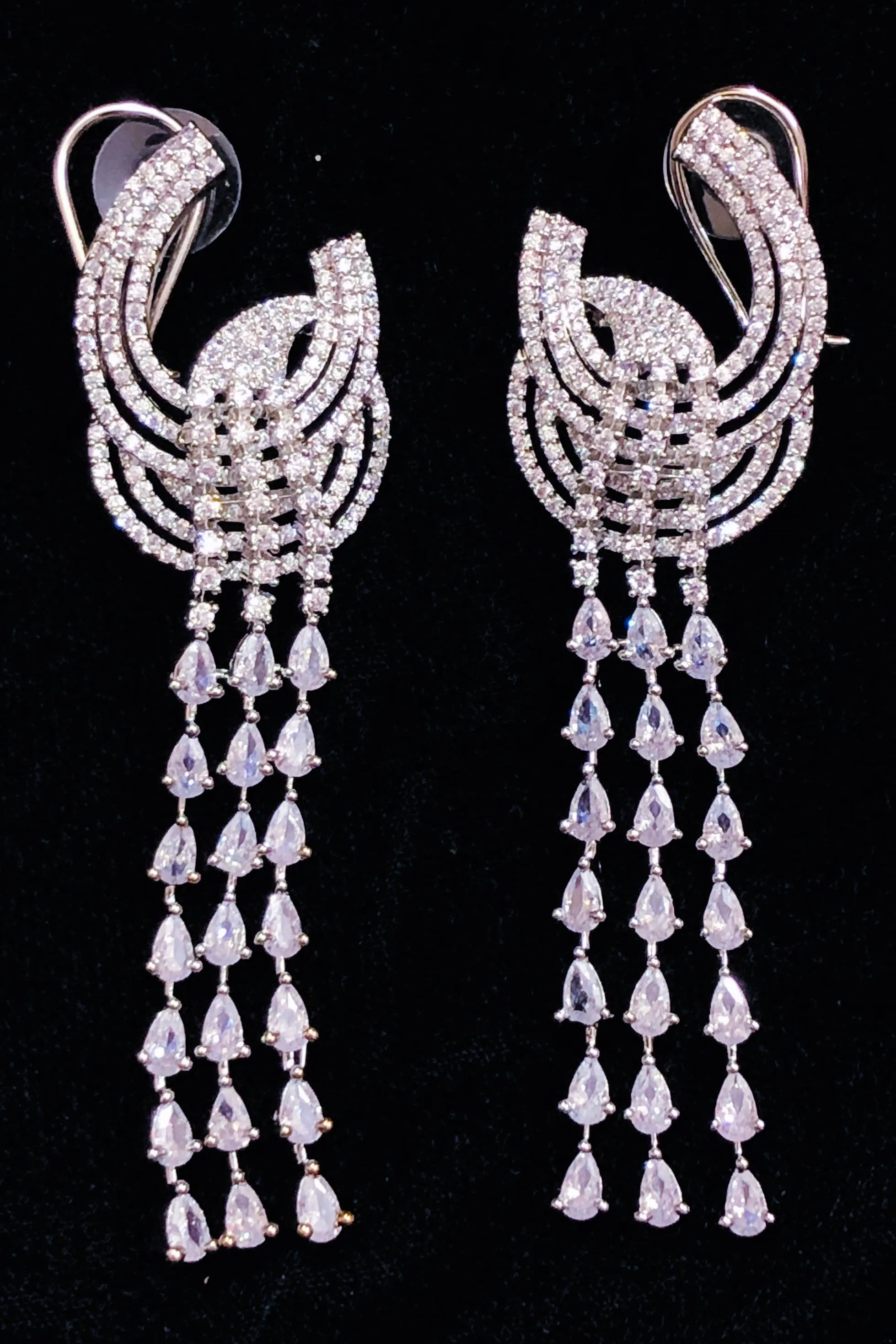 American Diamond White Color Danglers Earrings For Women And Girls (E760)