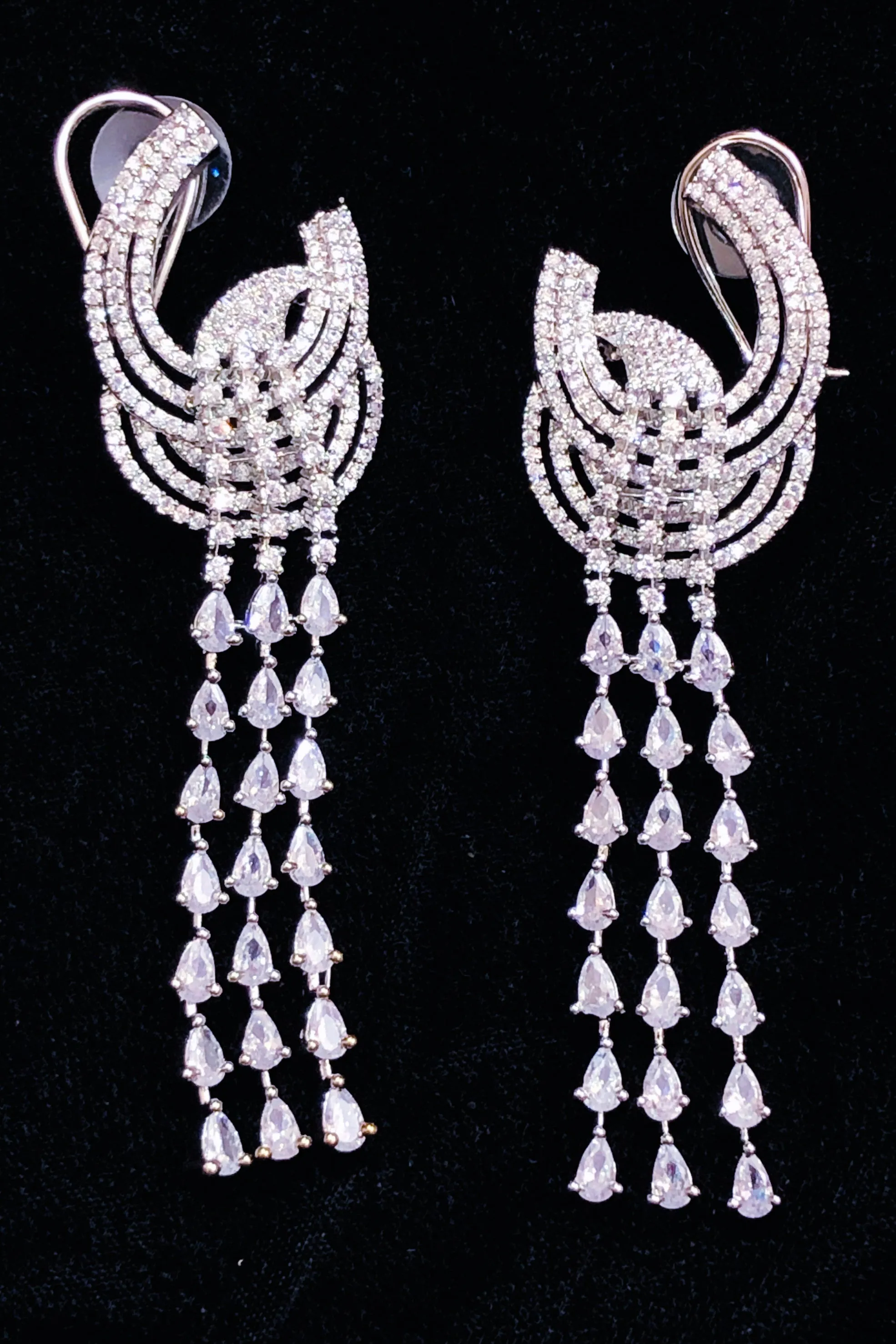 American Diamond White Color Danglers Earrings For Women And Girls (E760)