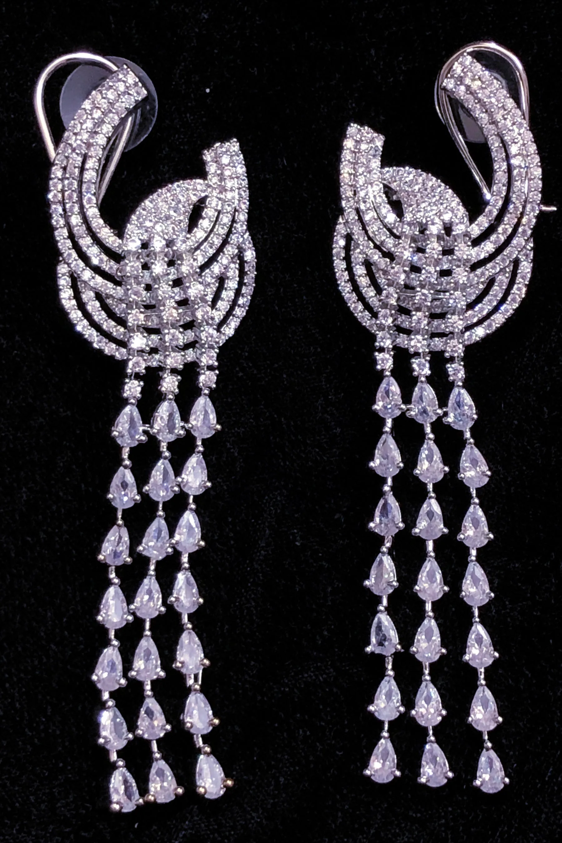 American Diamond White Color Danglers Earrings For Women And Girls (E760)