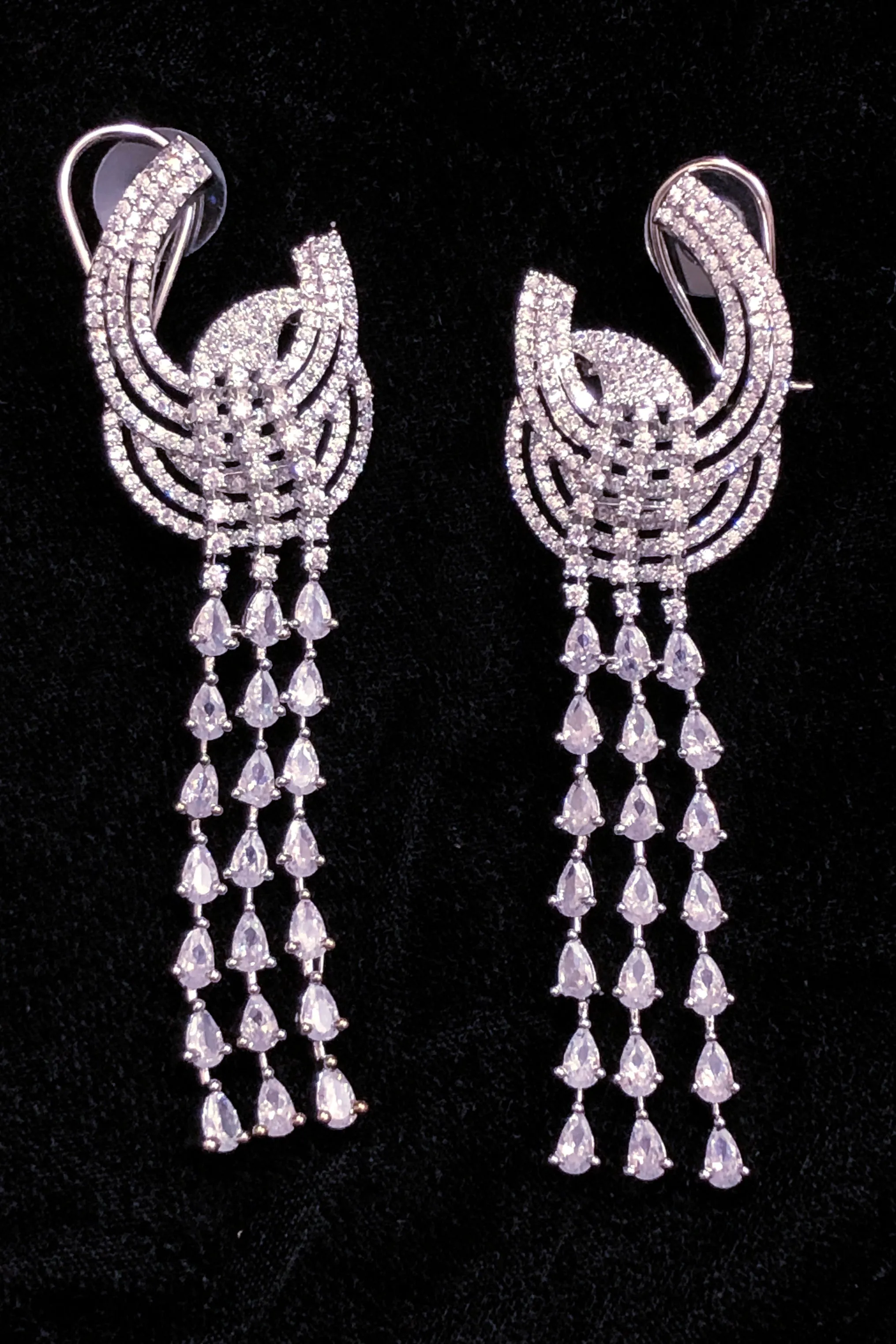American Diamond White Color Danglers Earrings For Women And Girls (E760)