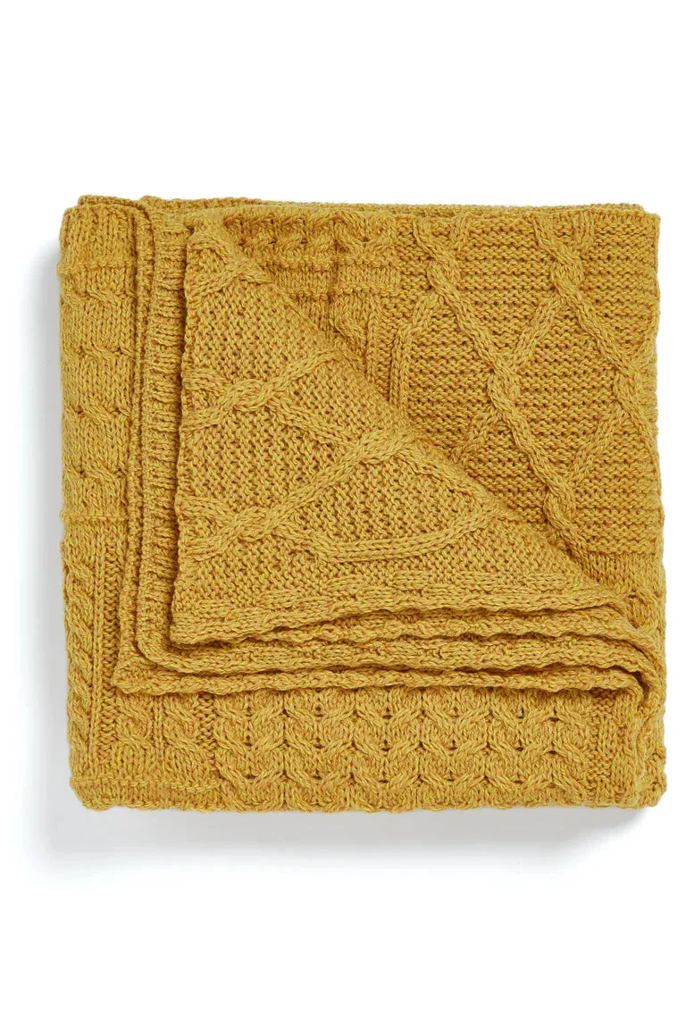 Aran Merino Throw - Sunny Yellow