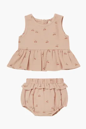 Baby Set Quincy Mae Peplum Cherries