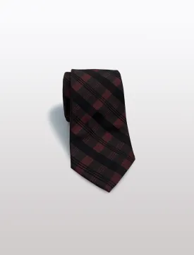 Black and Wine Tartan Patterned Microfiber Tie