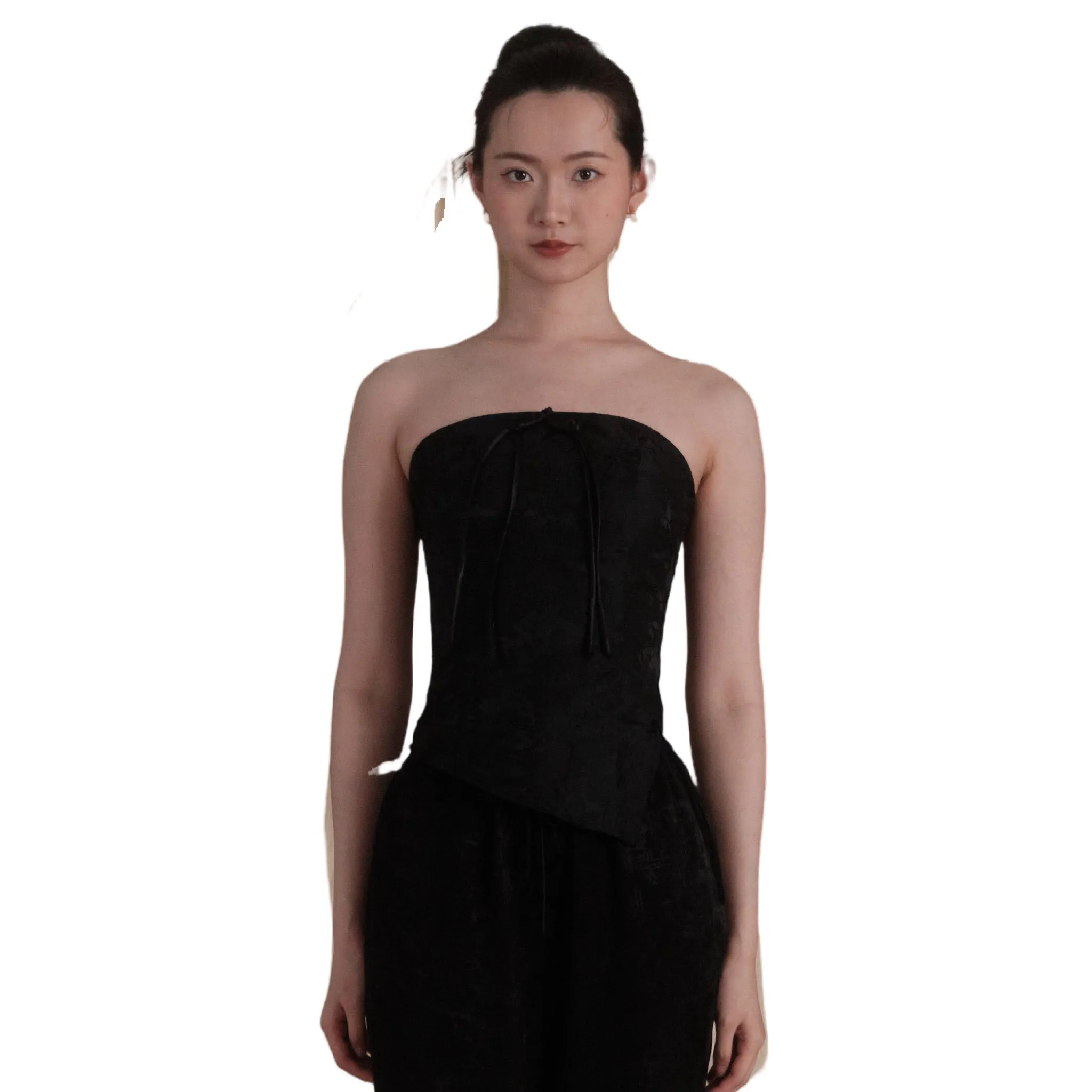 Black Buttoned Tube Top