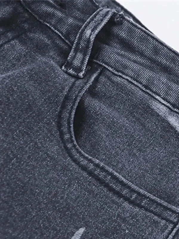 Blue Zone Planet |  Ladies Zip Fly High Waist Washed White Slim Jeans