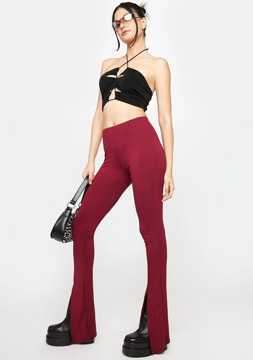 Burgundy Changing Lives Front Slit Leggings
