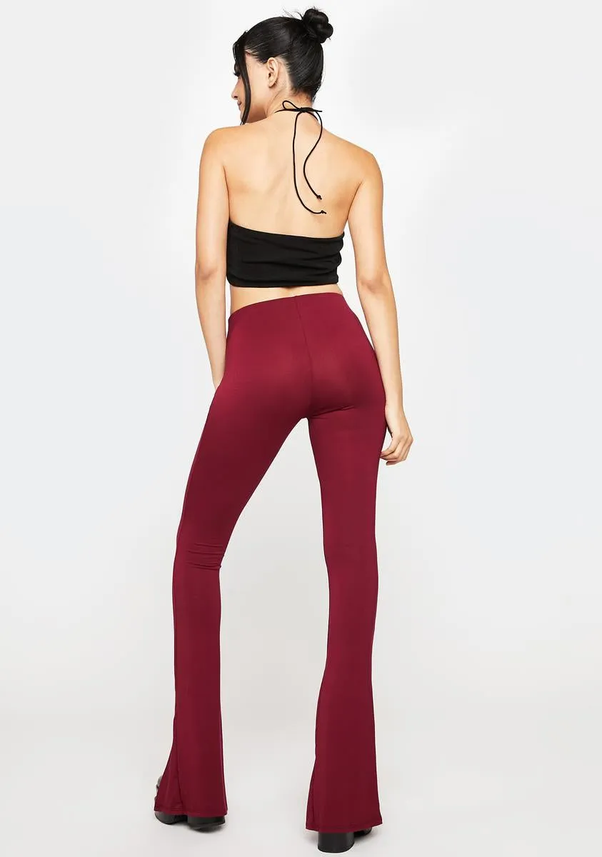 Burgundy Changing Lives Front Slit Leggings
