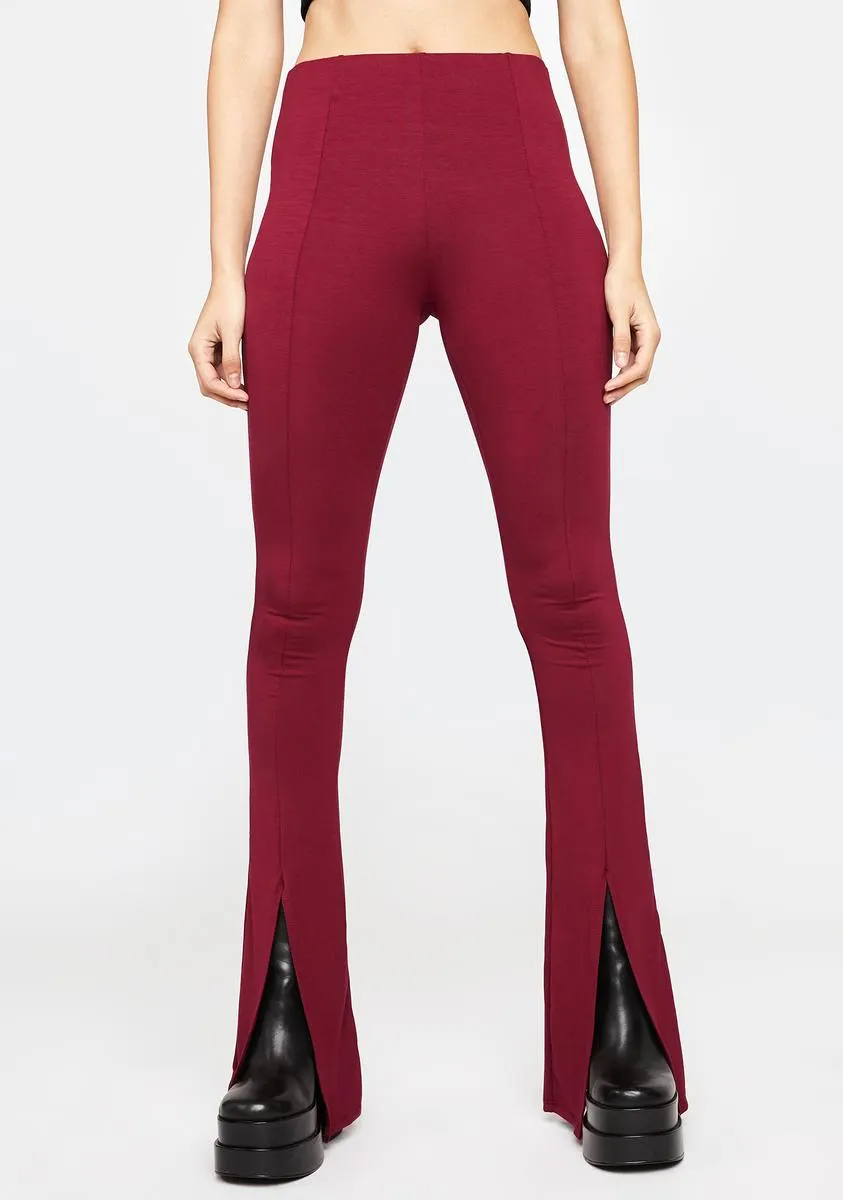 Burgundy Changing Lives Front Slit Leggings