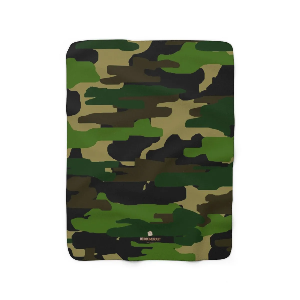Camo Military Army Print Designer Cozy Sherpa Fleece Blanket-Made in USA