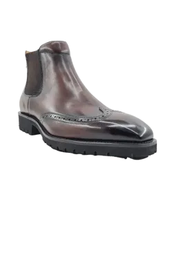 Carrucci brown boot men's slip-on wingtip Genuine Leather fashion design boot