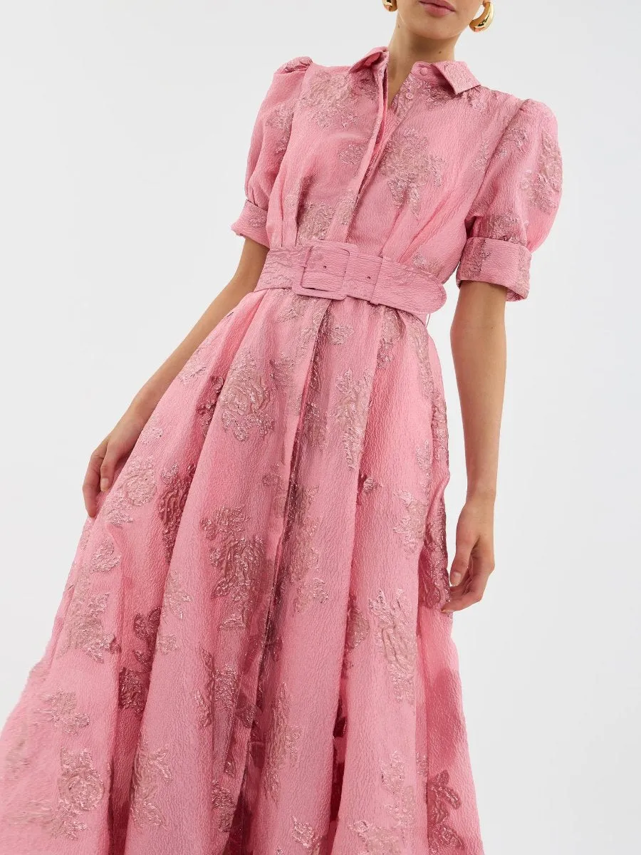 Chic Pink Button Down Dress