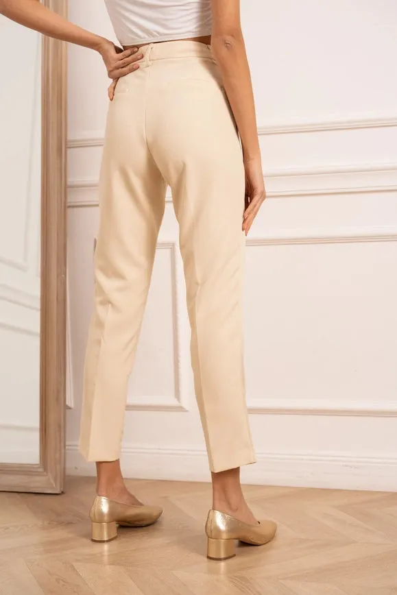 Cigarette Smoking Pants Beige
