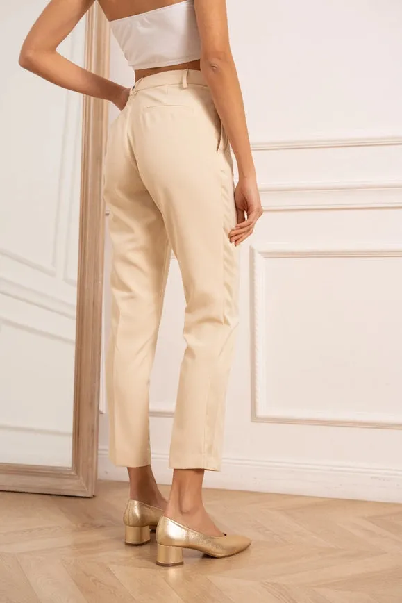 Cigarette Smoking Pants Beige
