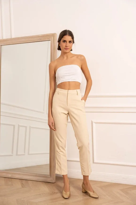 Cigarette Smoking Pants Beige