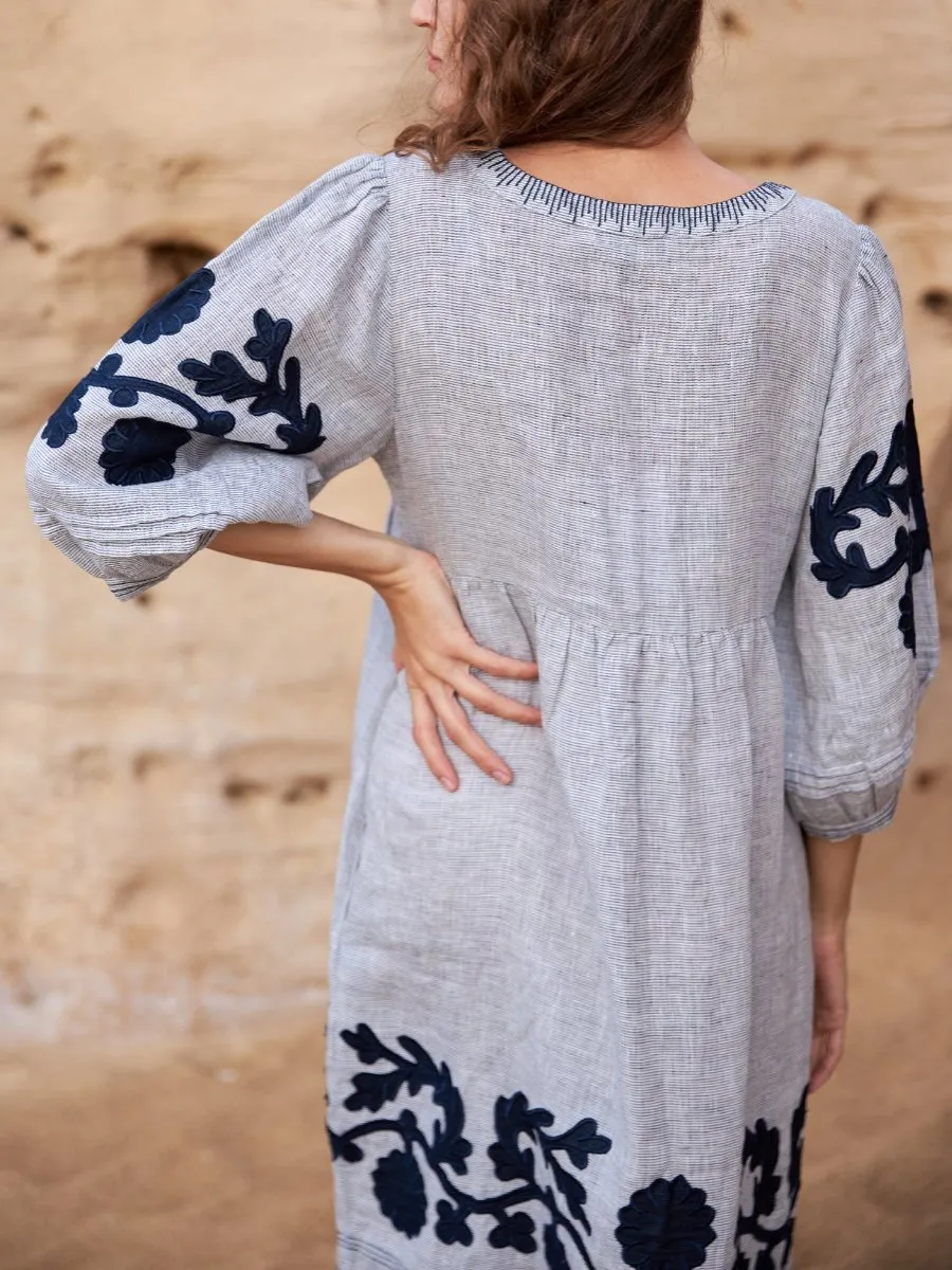 Classic Loose Printed Midi Dress