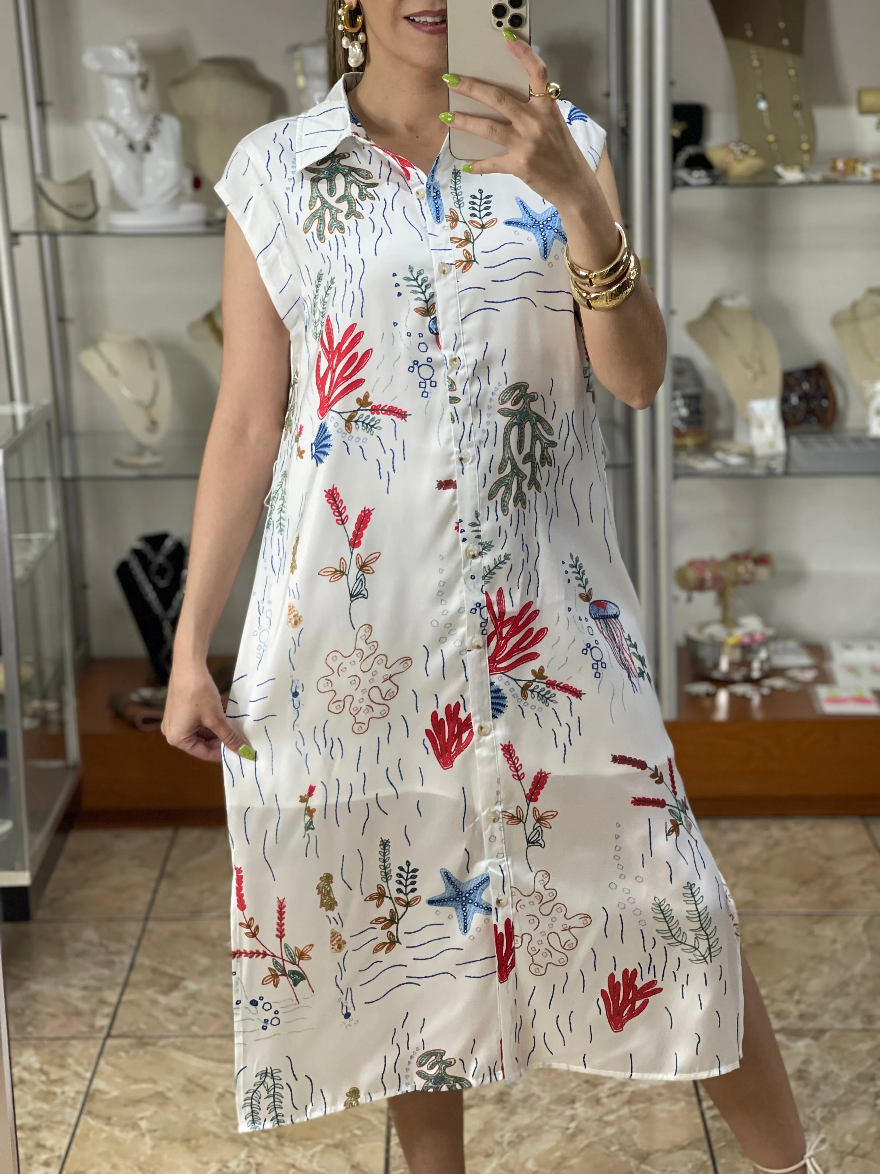 Corals Satin Midi Dress
