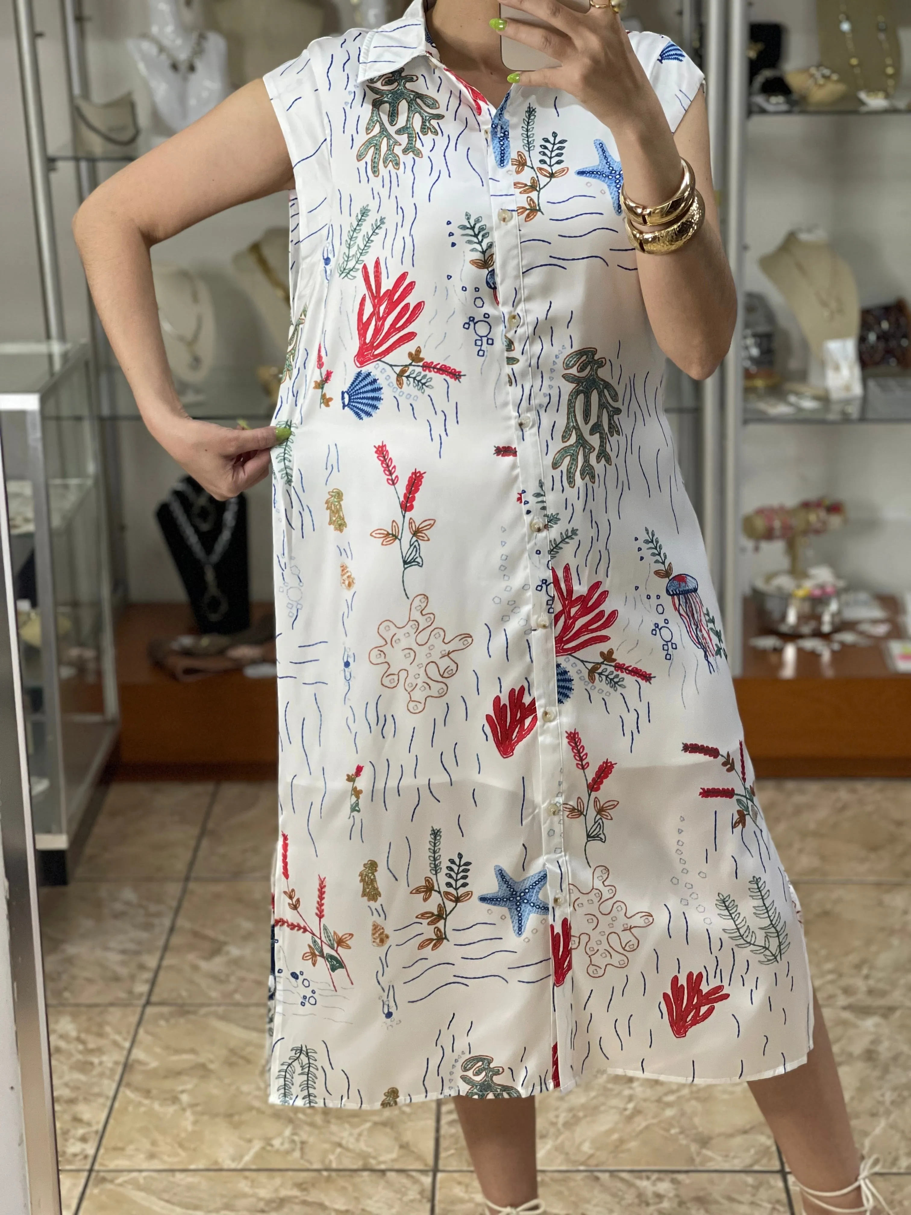 Corals Satin Midi Dress