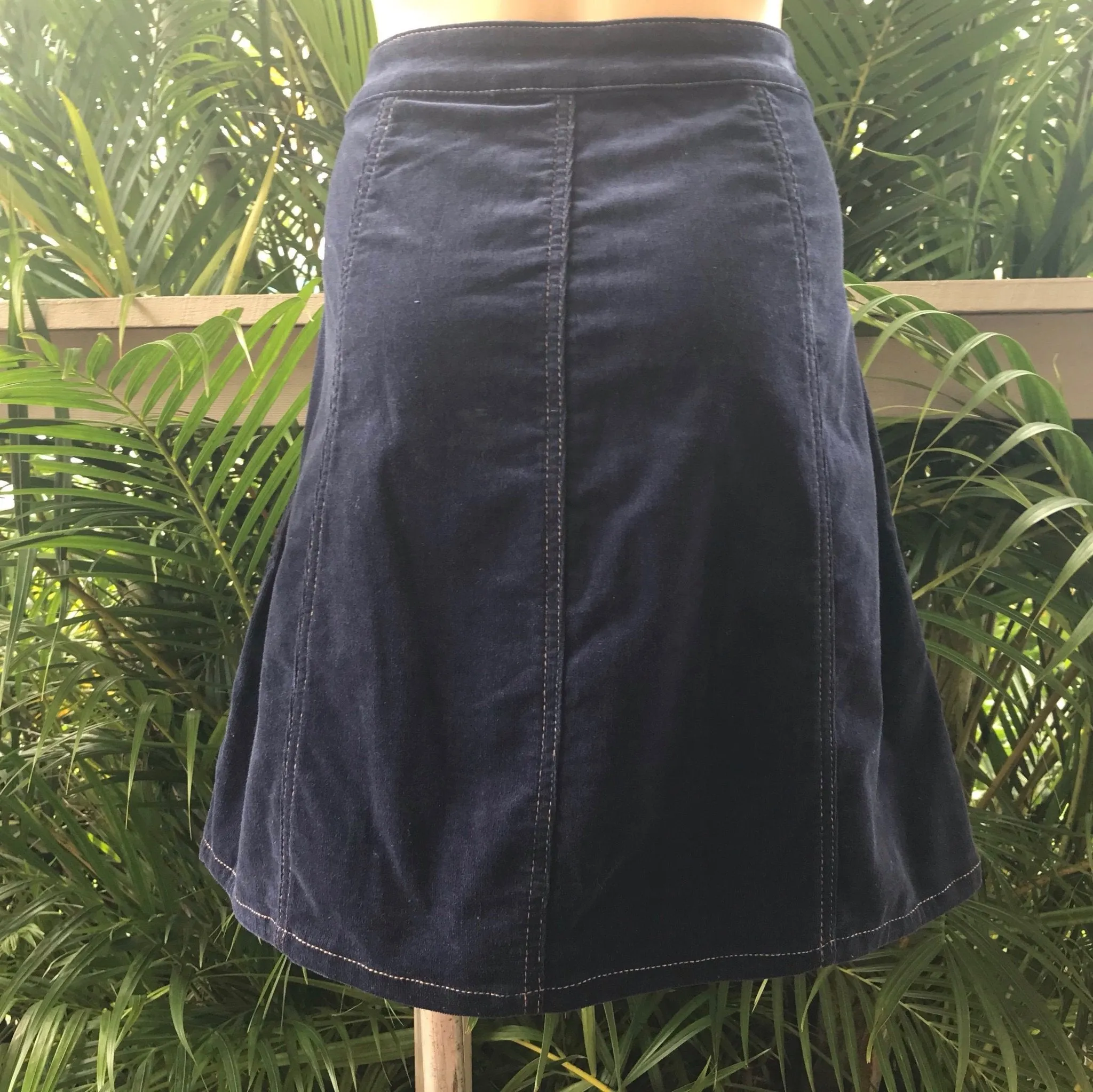 Corduroy Mini Skirt in Navy Blue Sz S - OOAK