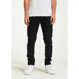Crysp Denim Julian Cargo Black Ripped Jeans (CRYH22-207)