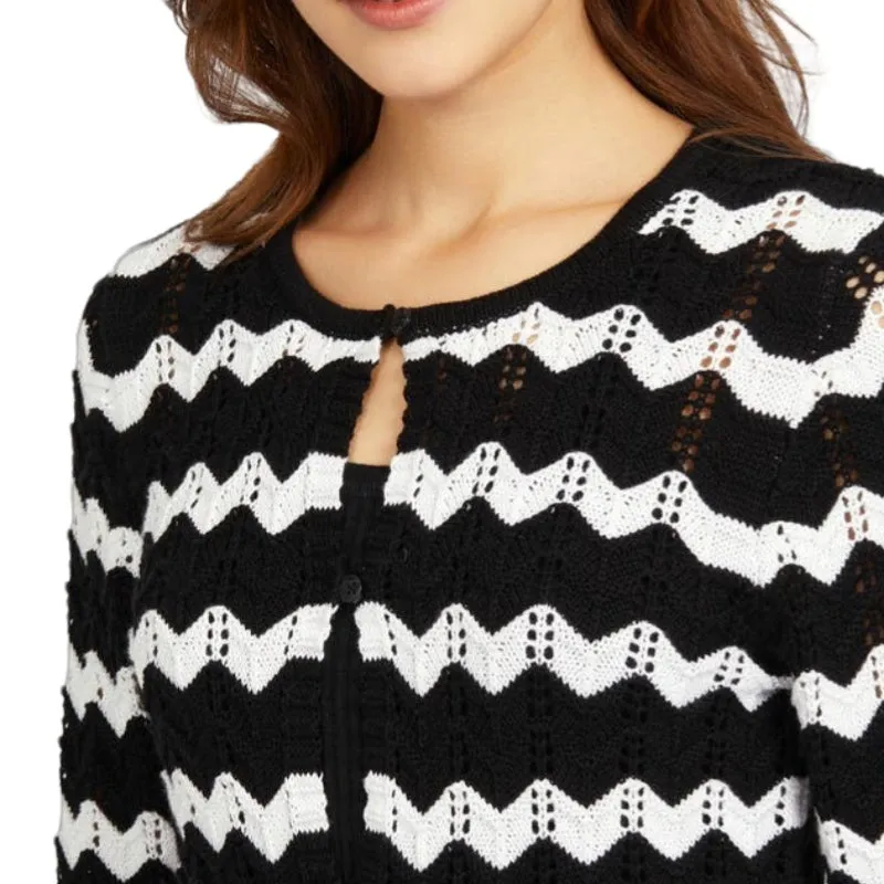 Custom High-Quality Zigzag Stripes Knit Cardigan | Cotton Acrylic Blend Knitwear