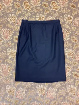 DAKS Signature Vintage Navy Blue Pure Wool Pencil Skirt Size 18