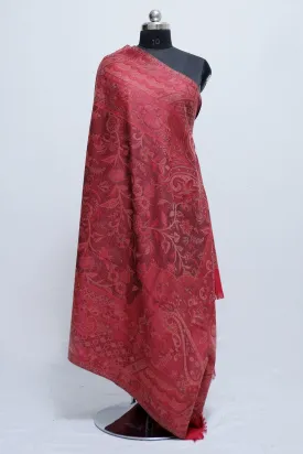 Dark pink Colour Jamawar Shawl With Highly Defined Borders And All Over Motifs Look Elegant.