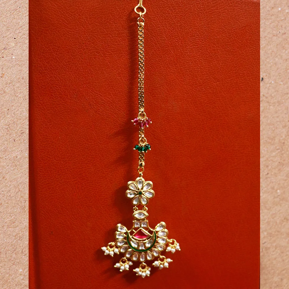 Designer Gold Plated Royal Kundan Maangtikka (D53)