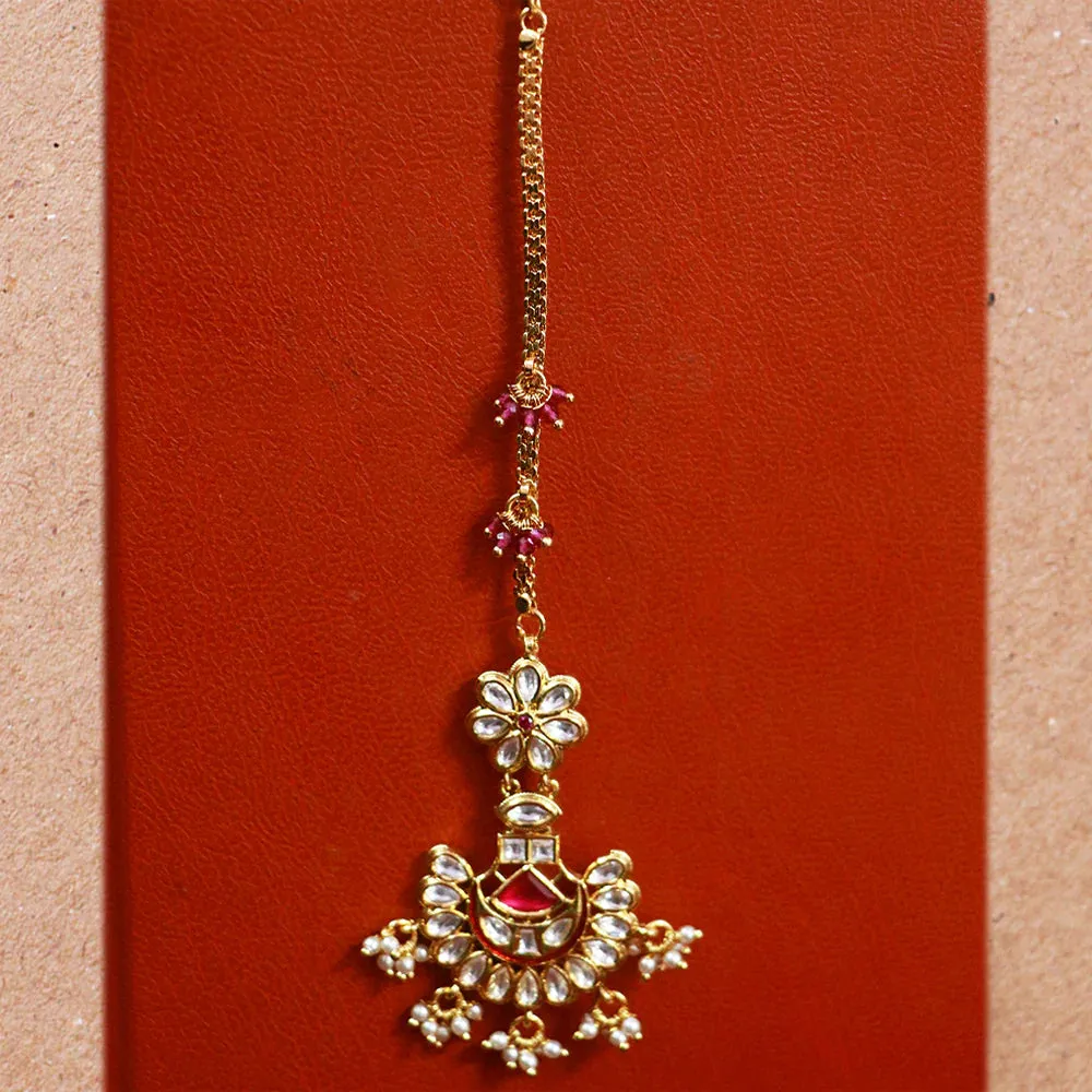 Designer Gold Plated Royal Kundan Maangtikka (D53)