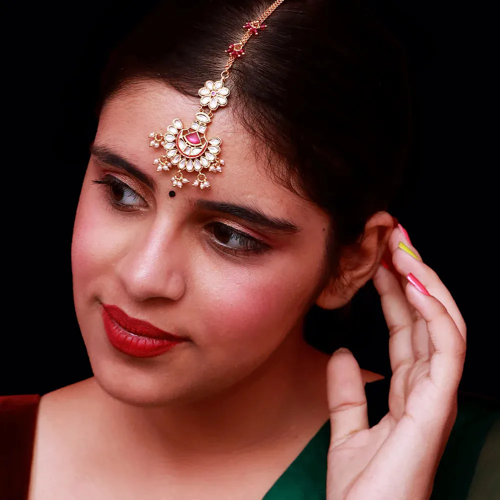 Designer Gold Plated Royal Kundan Maangtikka (D53)