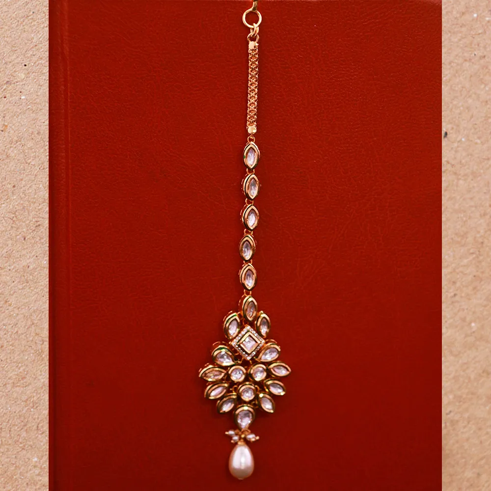 Designer Gold Plated Royal Kundan Maangtikka (D58)
