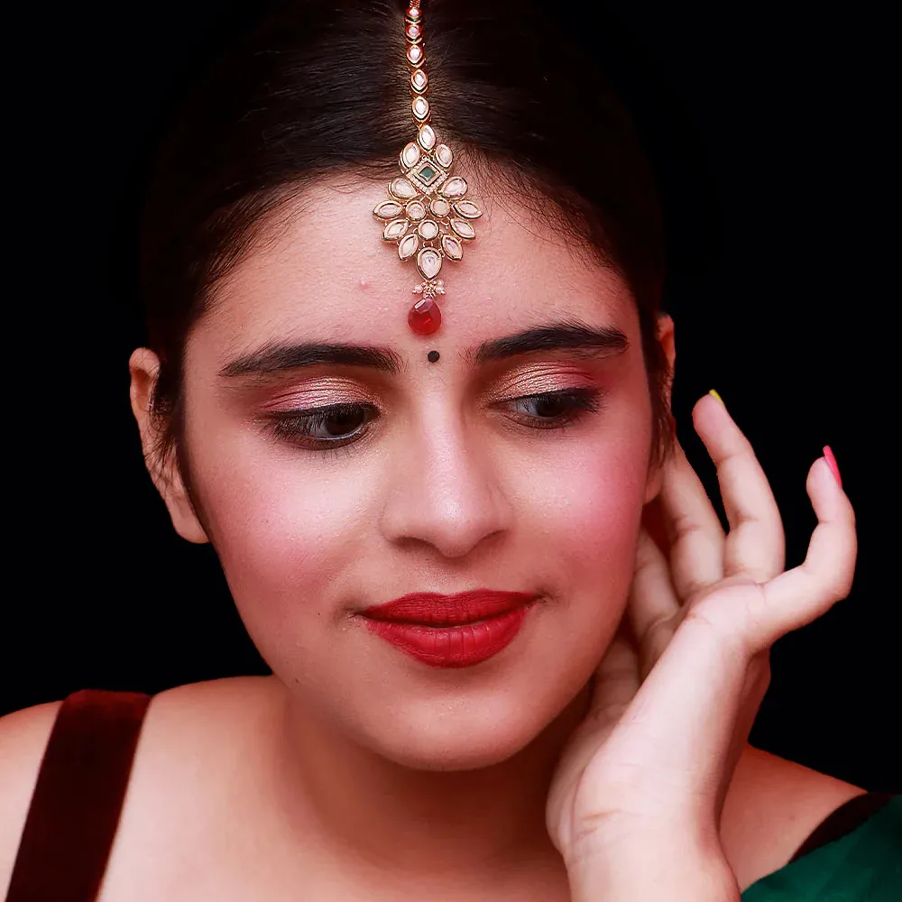 Designer Gold Plated Royal Kundan Maangtikka (D58)