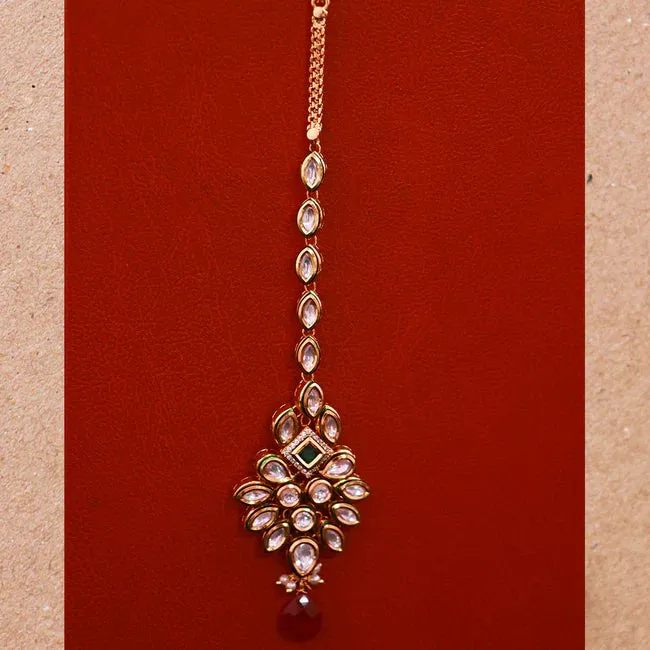 Designer Gold Plated Royal Kundan Maangtikka (D58)