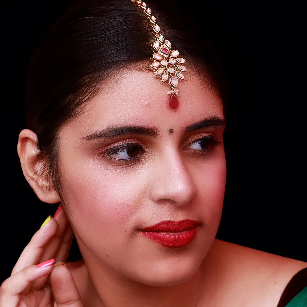 Designer Gold Plated Royal Kundan Maangtikka (D58)