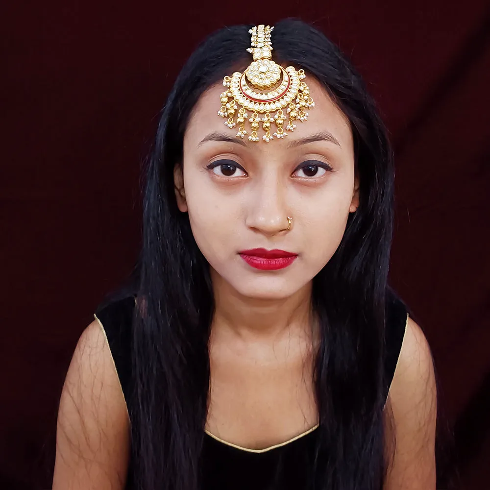 Designer Gold Plated Royal Kundan Mangtikka for Bridal (D18)