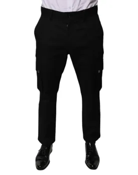 Dolce & Gabbana Black Cotton Cargo Tapered Pants