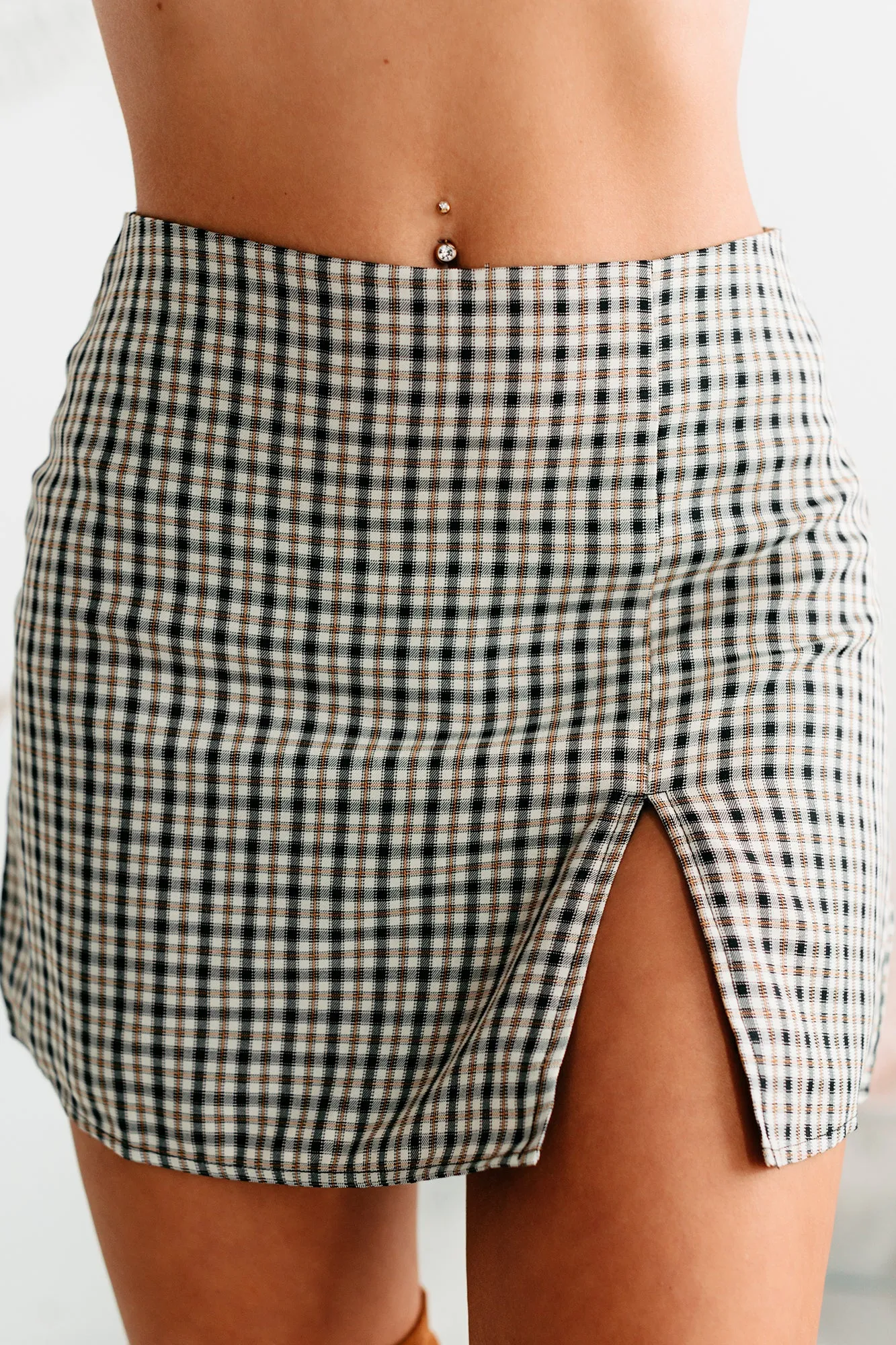 Don't Be Tardy Plaid Mini Skirt (Black)