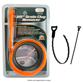 Drain Snake Clog Remover 20" Sink Slow Fixe Hair Clear Tool Removal Cleaner