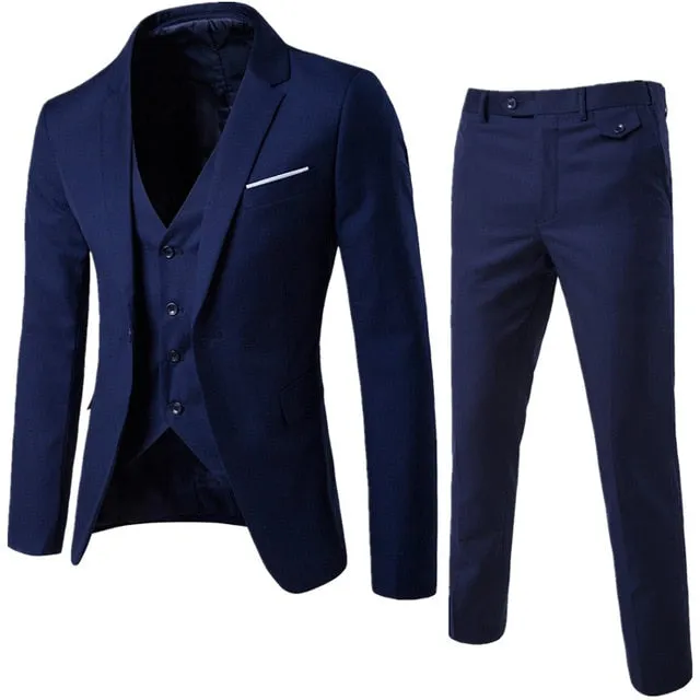 Elegant Suits With Pants Slim Fit Single Button Formal Dress