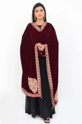 Ellena Fancy Embroidered Shawl Maroon - SH222